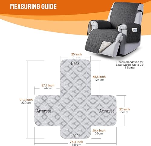 Miniatura 57 de VANSOFY Fundas 100% impermeables para sillas reclinables, antideslizantes, para sillas reclinables, protector de muebles, funda lavable con Negro