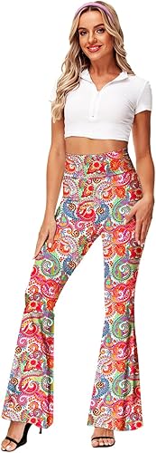 Miniatura 2 de Deerose Pantalones de Cintura Alta Elásticos Ajustados Acampanados Estilo Hippie para Mujer