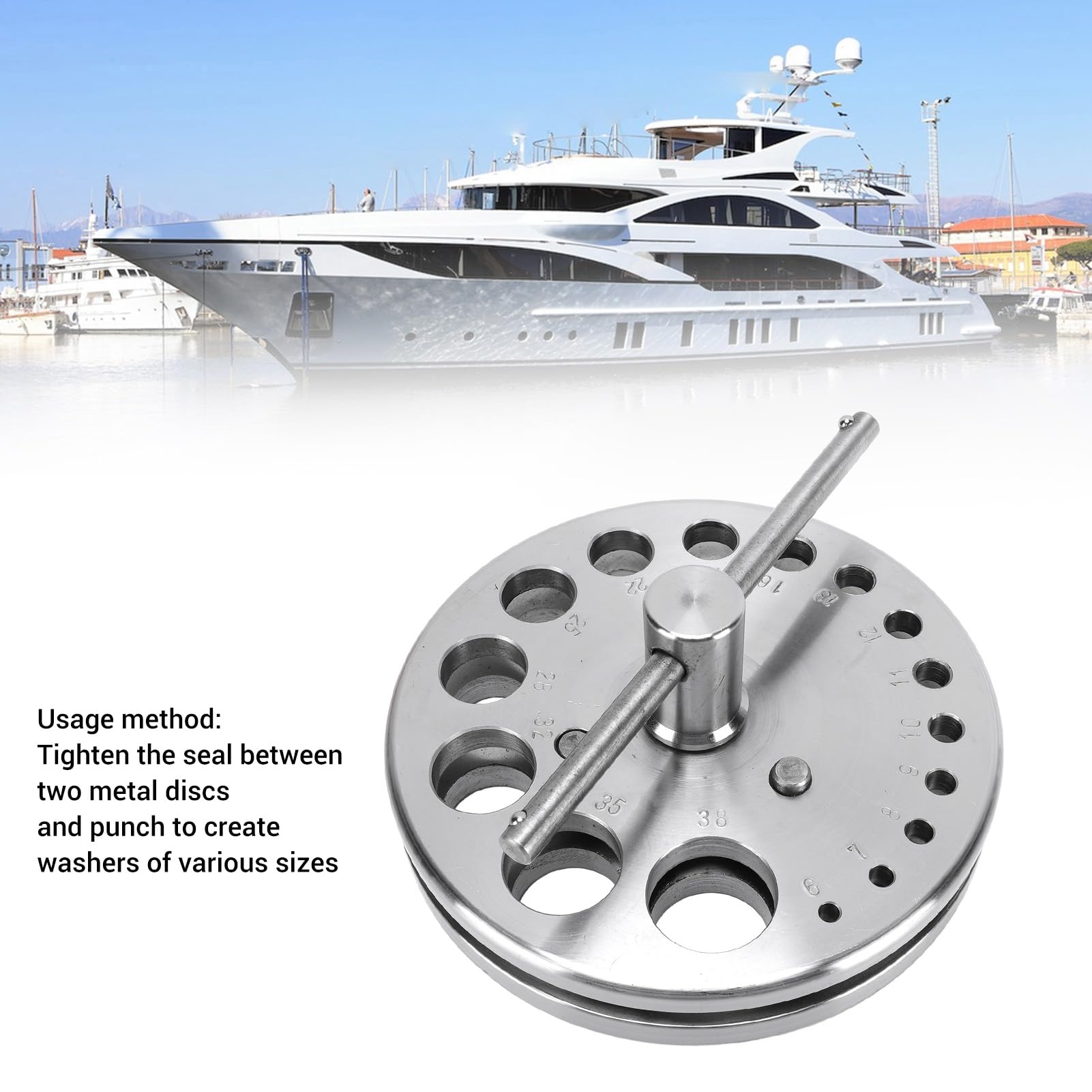 Qqmora Ensemble de Poinçon de Joint, Ensemble de Disque de Trou Circulaire, Poinçonneuse de Joint, 16 Pièces en Acier trempé de 6 à 38 Mm avec 16 Têtes de Poinçon pour la Fabrication de