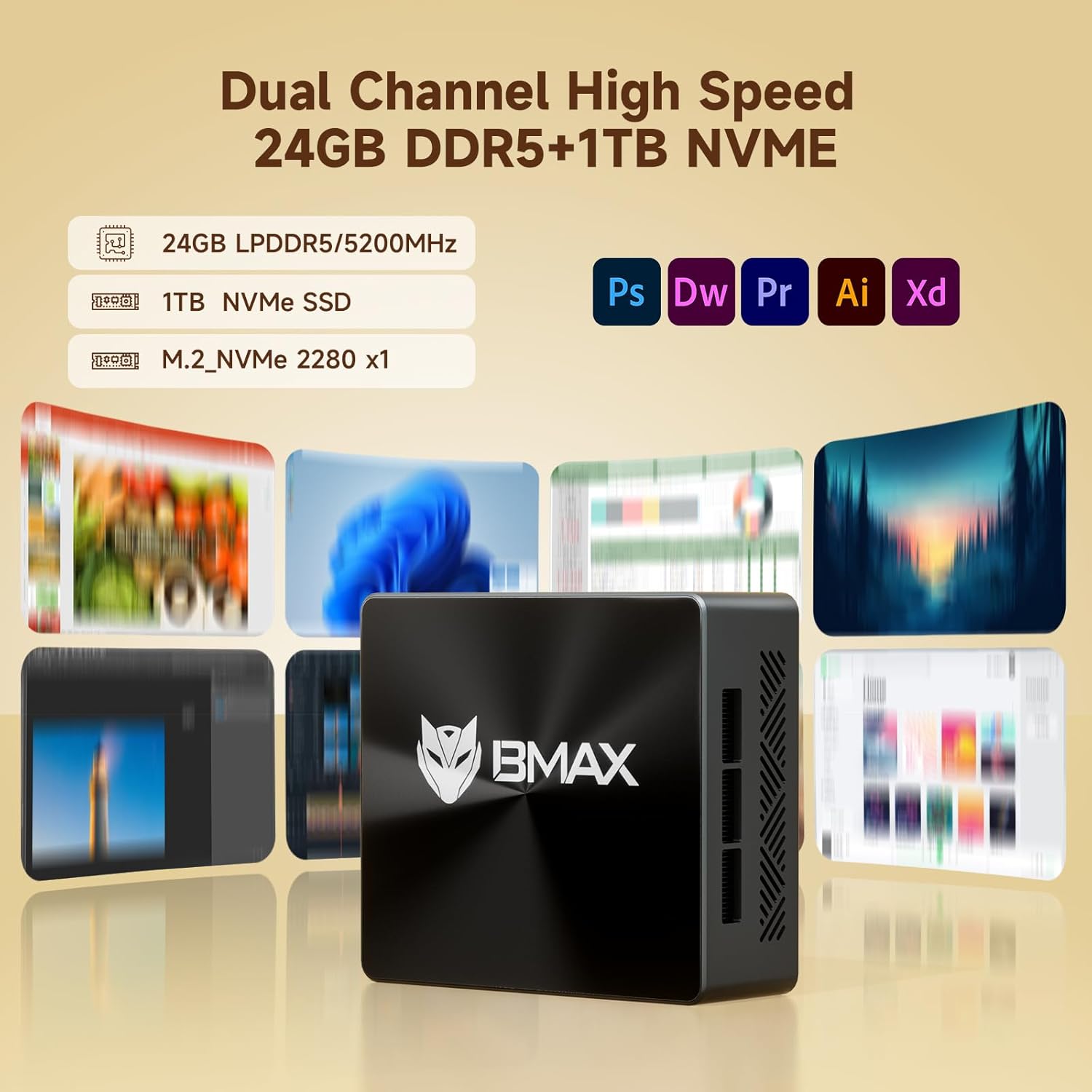 Dual Channel High Speed 24GB DDR5 and 1TB NVMe SSD