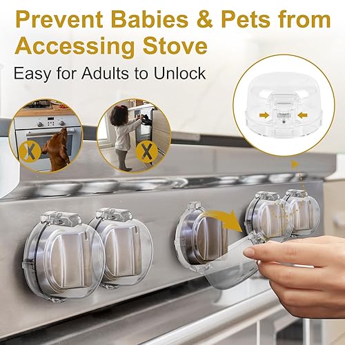 Miniatura 2 de Fundas para pomos de estufa de gas para seguridad infantil, paquete de 5 fundas de perilla de seguridad de estufa de tamaño universal, resistentes