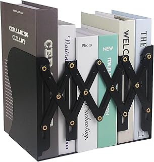 Adjustable Bookends, 19 inches 2 Dividers Heavy Duty Metal Book Holders,...