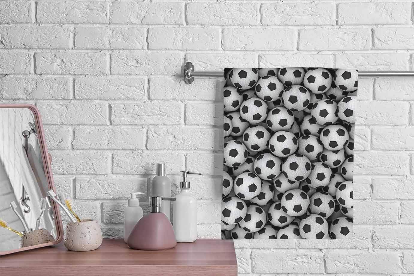 oFloral Hand Towels Cotton Washcloths Cool Soccer Ball Art Amazing Football Pattern,Comfortable Soft Towels for Bathroom Spa Gym Yoga Beach Kitchen,Hand Towel 15X30 Inch - Image 4