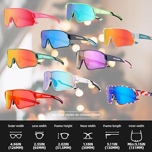 Miniatura 5 de ROCKBROS Lentes de sol polarizados para niños, lentes de sol de béisbol juveniles, gafas de ciclismo con protección UV400 para niños y niñas de 8 a