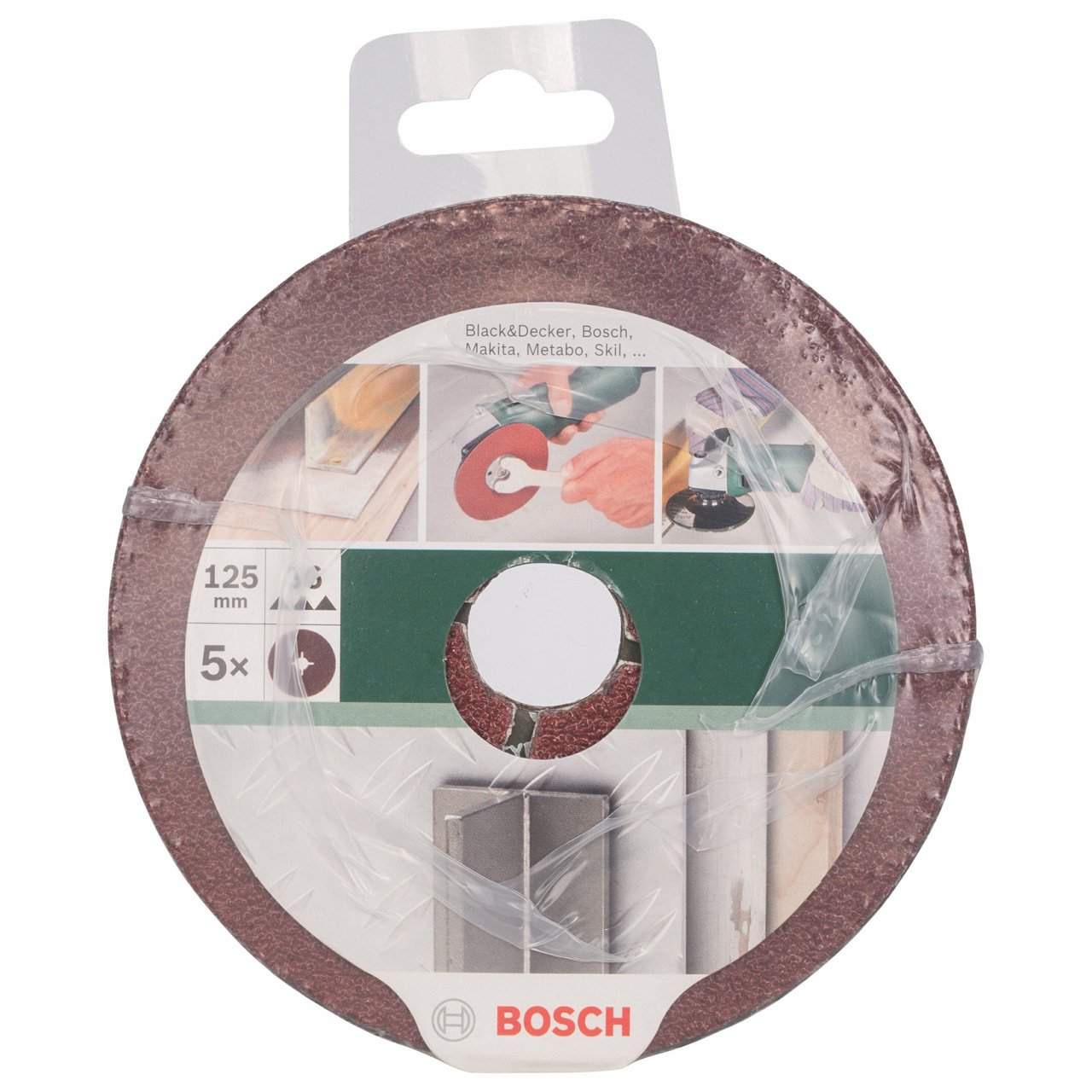 Bosch DIY tarcza szlifierska do szlifierek kątowych, różne materiały, 5 sztuk, Ø 125 mm, ziarnistość 36)