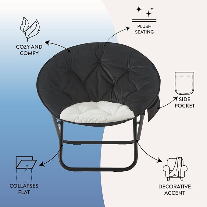 Sillón Plegable Redondo Micromink Negro y Blanco miniatura 4