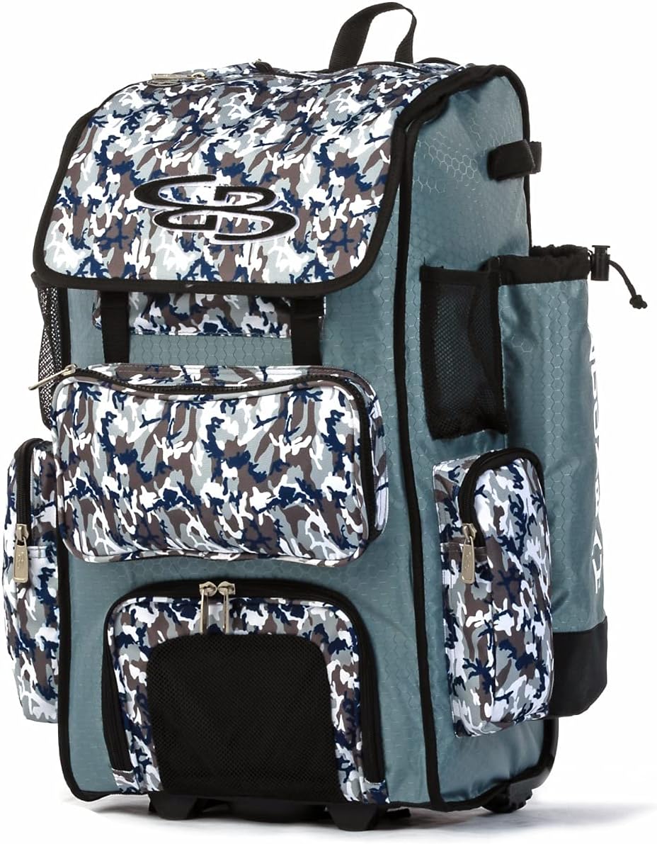Boombah Superpack Hybrid Woodland Camo Bat Pack Gray/Navy