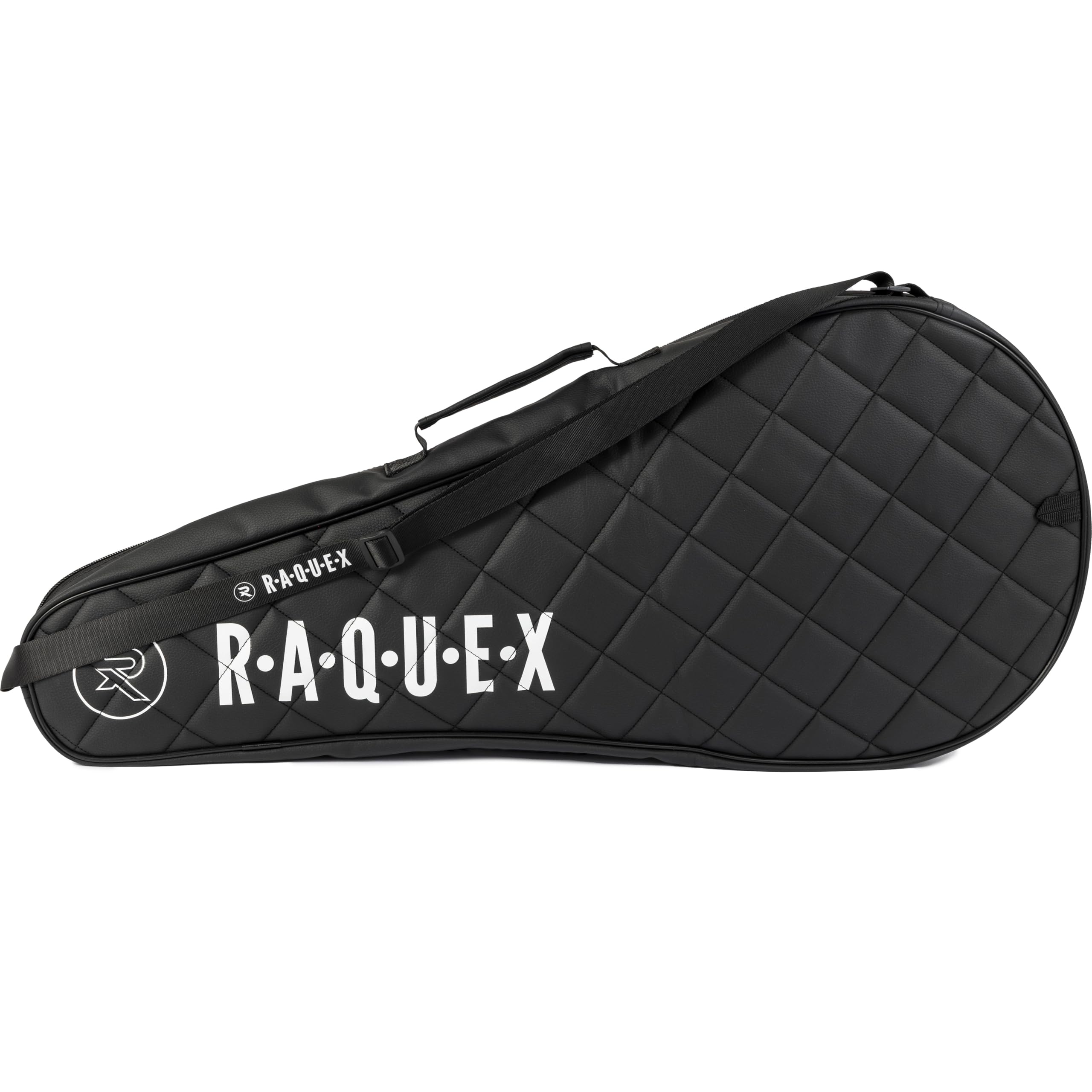 Raquex Elite Housse de protection pour raquette de tennis 2 – Sac avec poignée de transport et bandoulière – Housse matelassée en similicuir rembourré pour raquette de tennis – Noir – Cadeau de sport