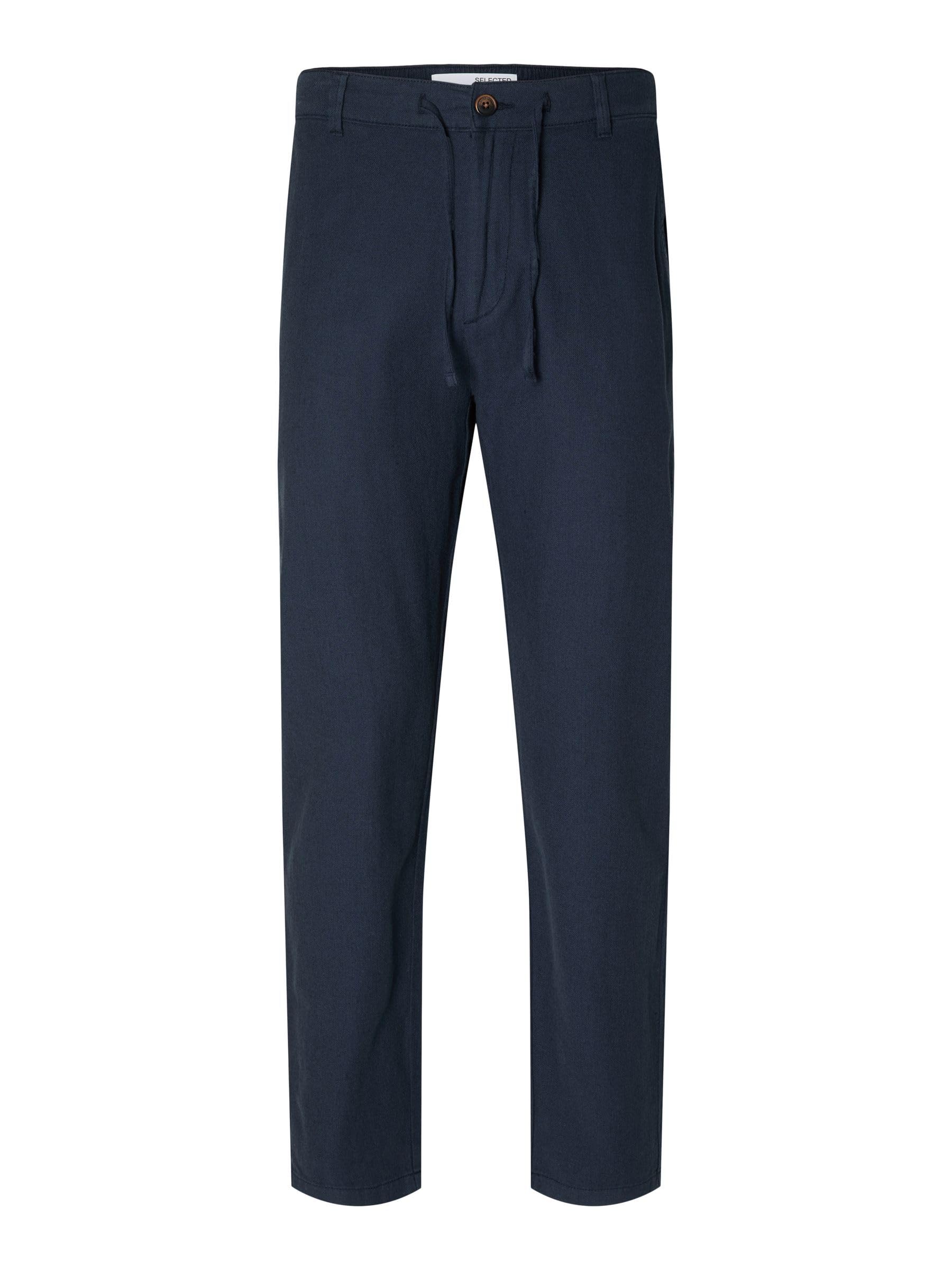 SELECTED HOMME Male Hose Slim Tapered Leinenmix