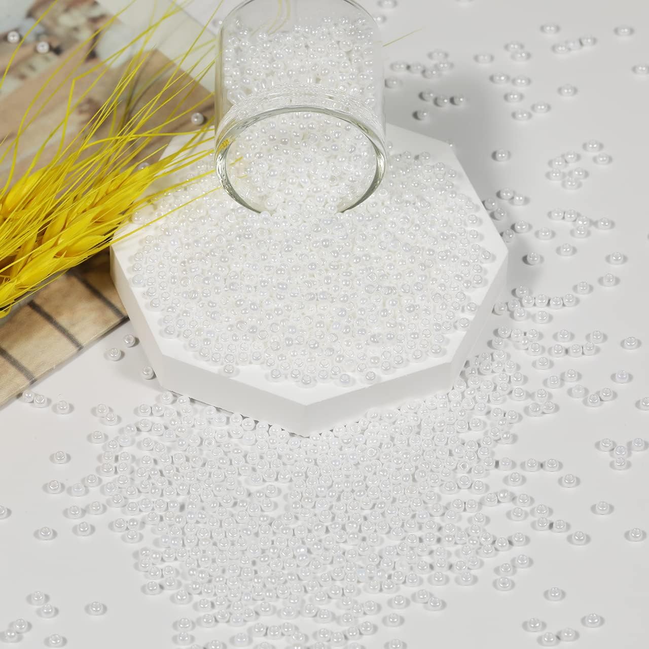 Bala&Fillic Size 2mm Round Seed Beads 10000pcs/110 Grams in Box 12/0 White Pearl Small Craft Seed Beads for Making Jewelry Earring Bracelets Necklace (White Pearl) - Image 3