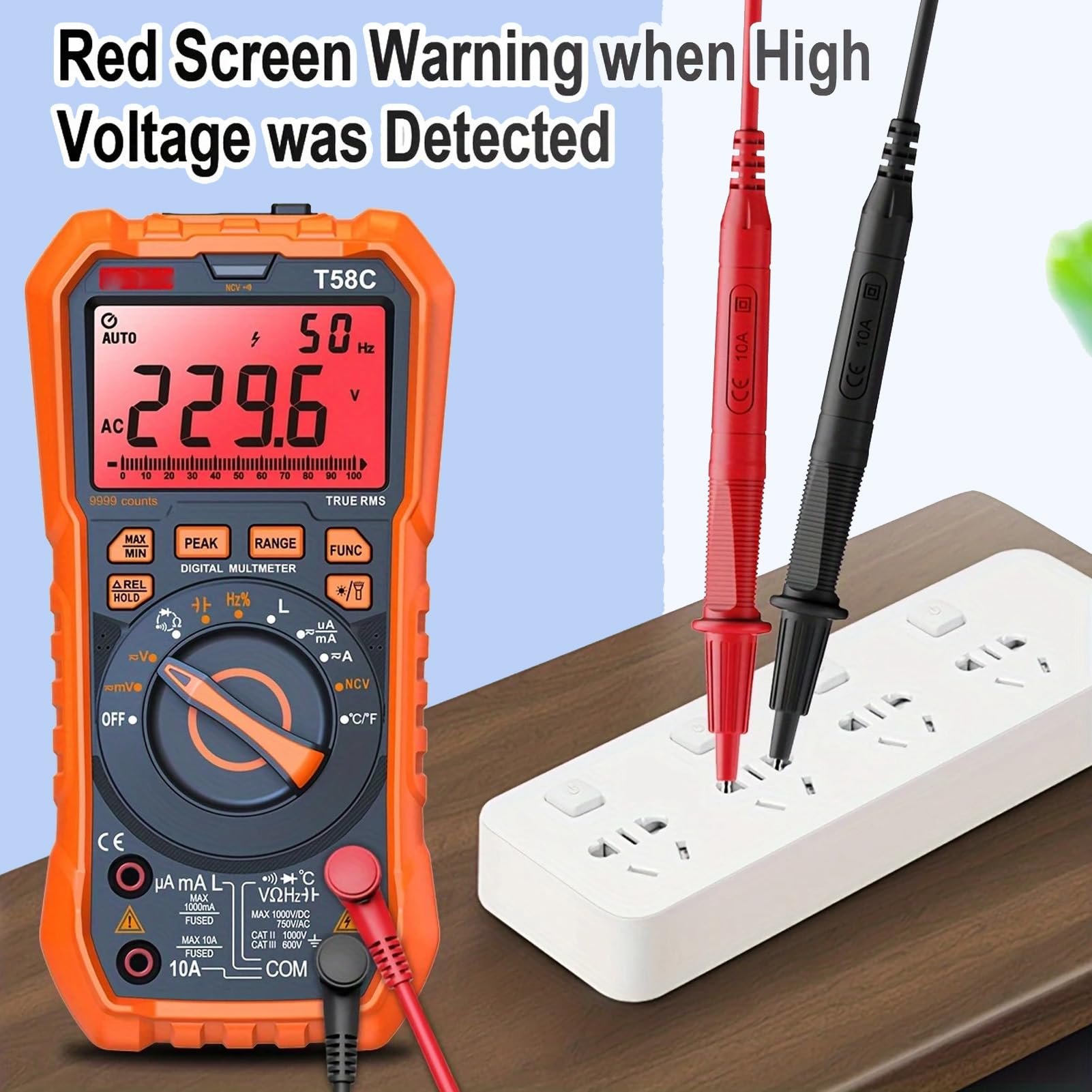 Cyfrowe Multimetr TRM 9999 COUNTS, T58C SMART DC AC Voltmeter Electrical Tester Podświetlenie LED LED LED