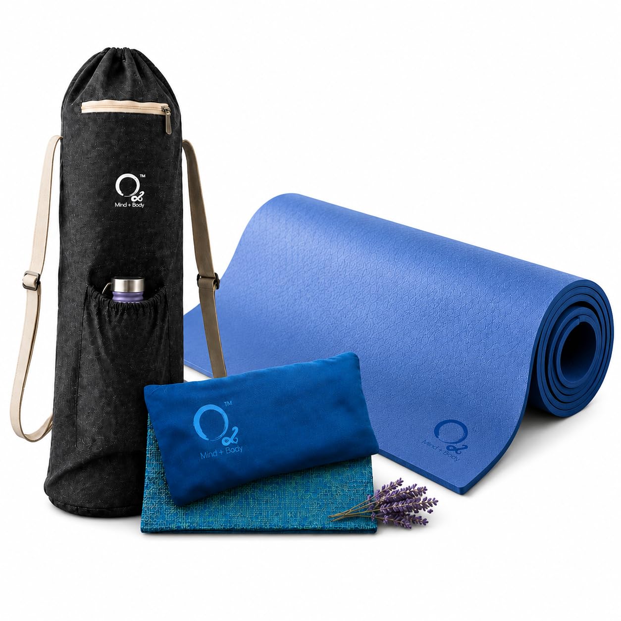 O2 Yoga & Meditation Essentials Pack of 3 | 6mm Anti-Slip Yoga Mat for Women & Men + Cotton Yoga Mat Carry Bag with Adjustable Straps + Lavender Flaxseed Aromatherapy Eye Pillow for Relaxation & Sleep-image-5