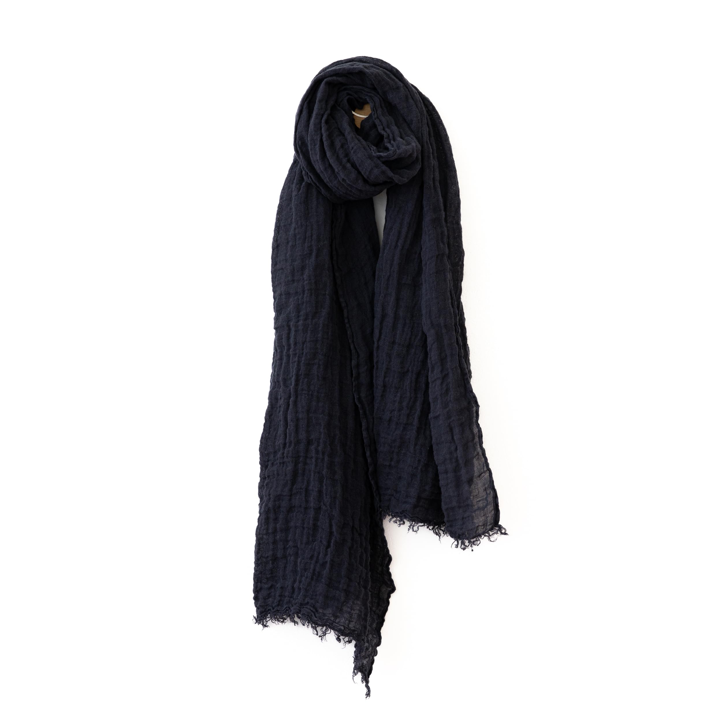 LinenMe 100% Linen Scarf for Women Men Unisex Garza Fringe 100 x 200 cm, Summer Shawl Lightweight Soft Breathable Comfortable, Anthracite