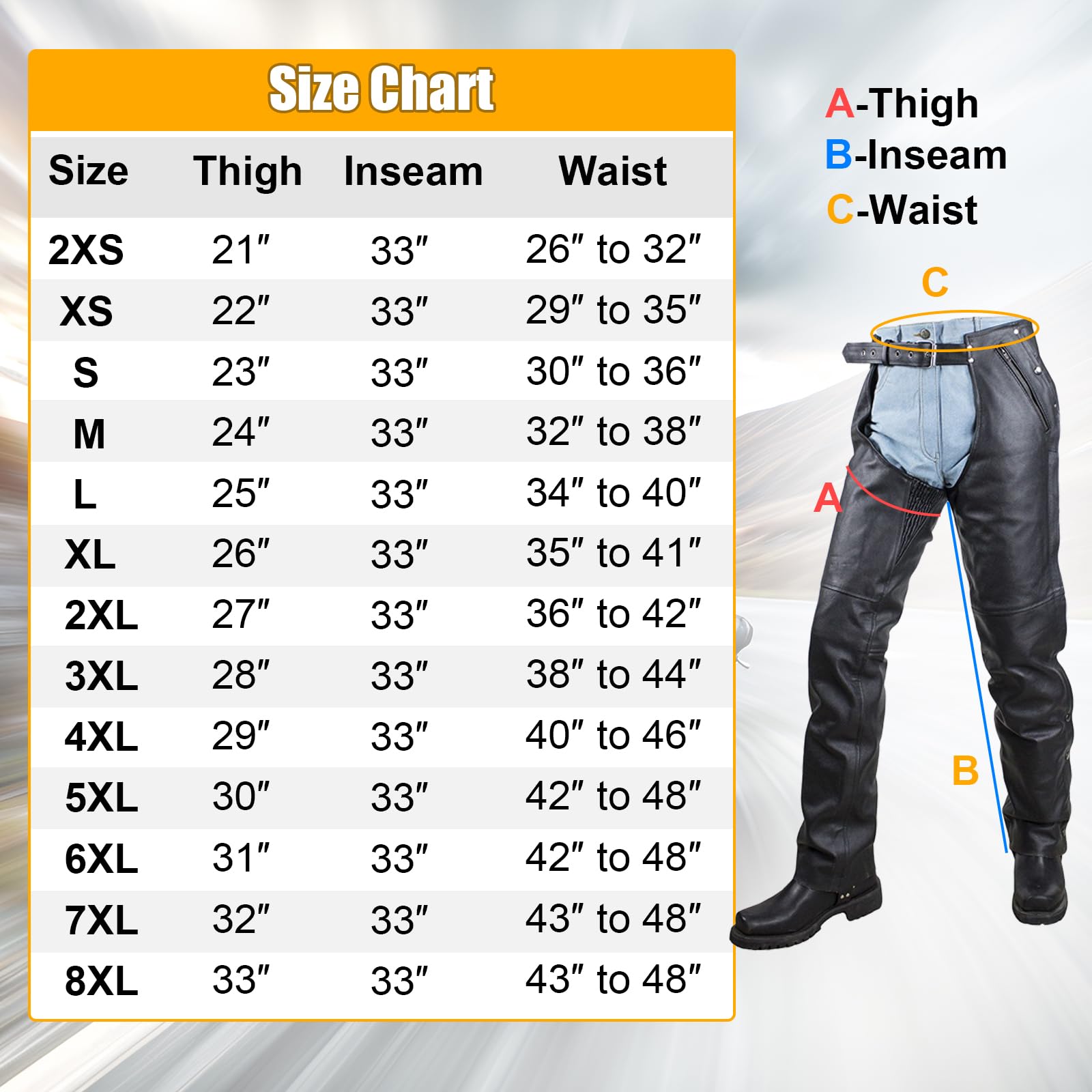 Motorrad-Leder-Chaps für Herren, Biker-Reiten, Cowboy-Chaps, schwarze Multi-Pocket-Split-Soft-Lederhose mit Reißverschluss-Futter