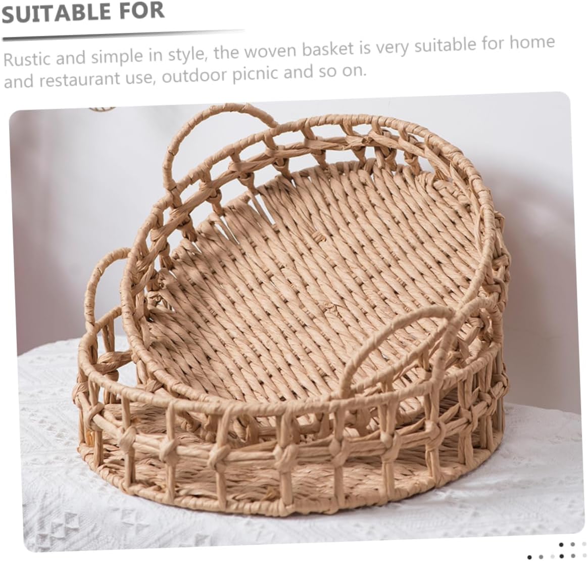 1set Handwoven Woven Serving Basket for Fruit Vegetables and Bread Portable Storage for Home Kitchen and Outdoor Use Delicate Design for Practical Everyday Use