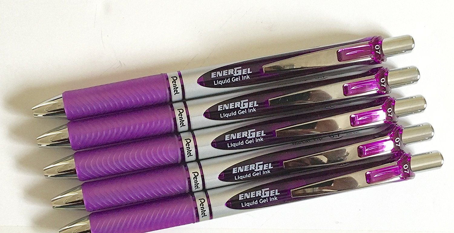 Pentel Gelroller 5er Set – 0,7 Mm Metallspitze In 5 Farben | Schwarz, Rot, Blau, Grün, Violett