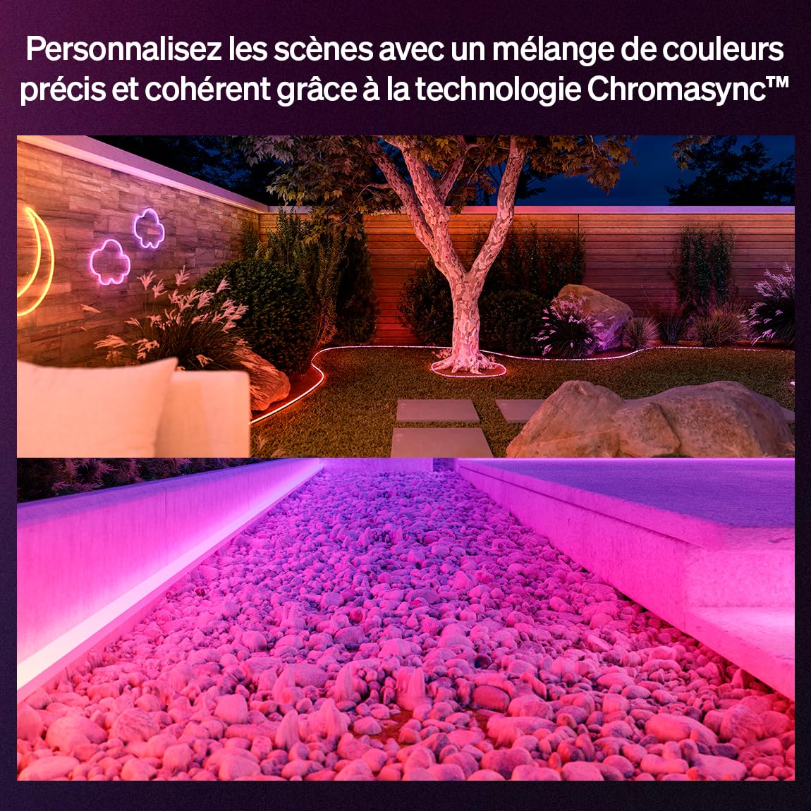 Philips Hue Ruban LED Exterieur Neon, 5 mètres, 1100 lm, Couleurs Vives et Ambiance et Chromasync, Bande LED Extérieur résistante aux intempéries, Basse Tension, Contrôle via Application & Voix