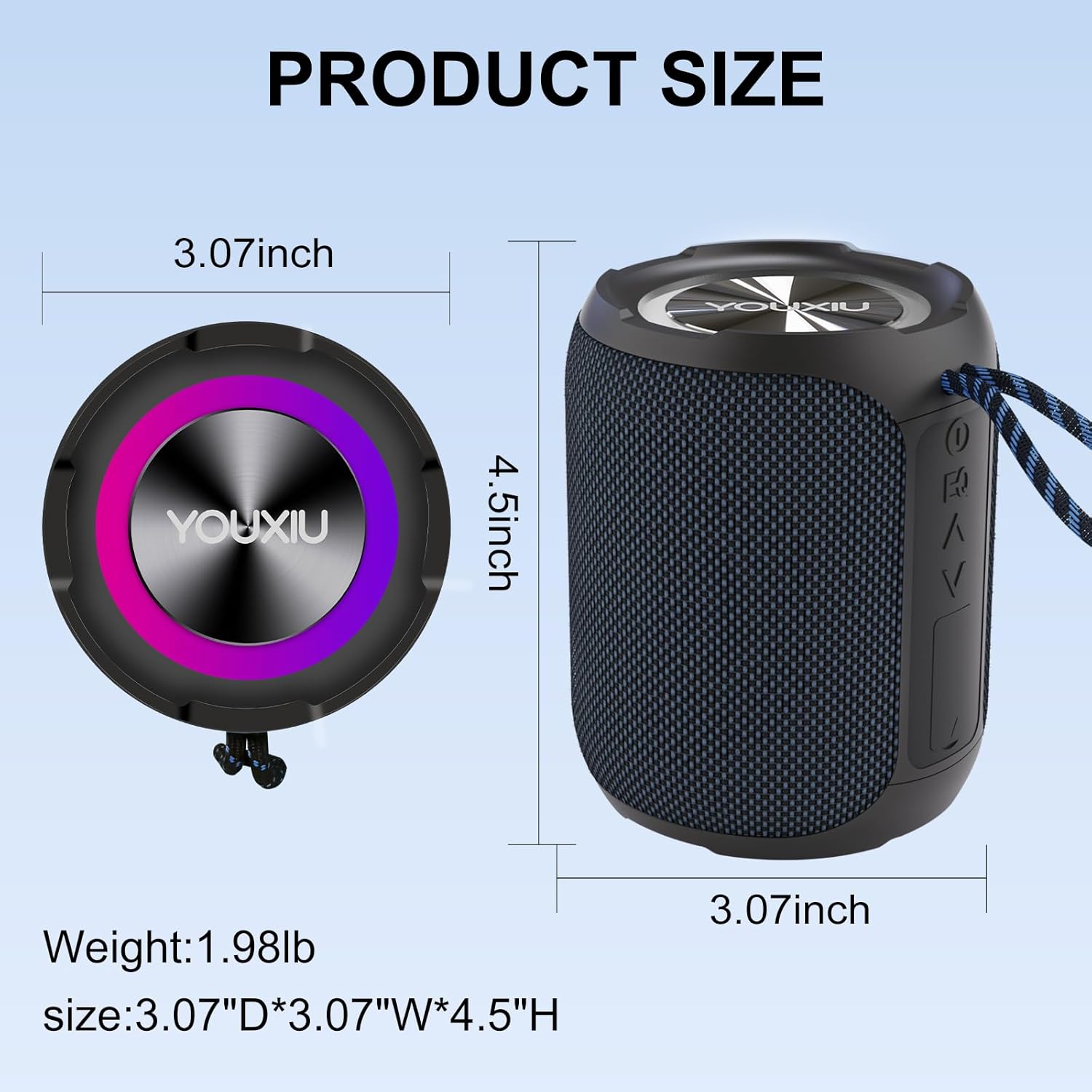 YOUXIU 40W Portable Bluetooth Speaker with Lights IPX7 Waterproof Wireless Speaker TF Double Pairing 24H Playtime,360 Degree Stereo Subwoofer Support Perfect for Outdoor, Travel, and Home Use - Image 2