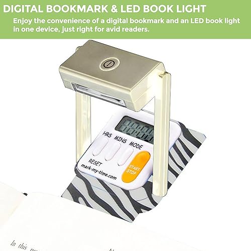 Miniatura 5 de Mark-My-Time libro luz LED con temporizador de marcapáginas y lectura digital