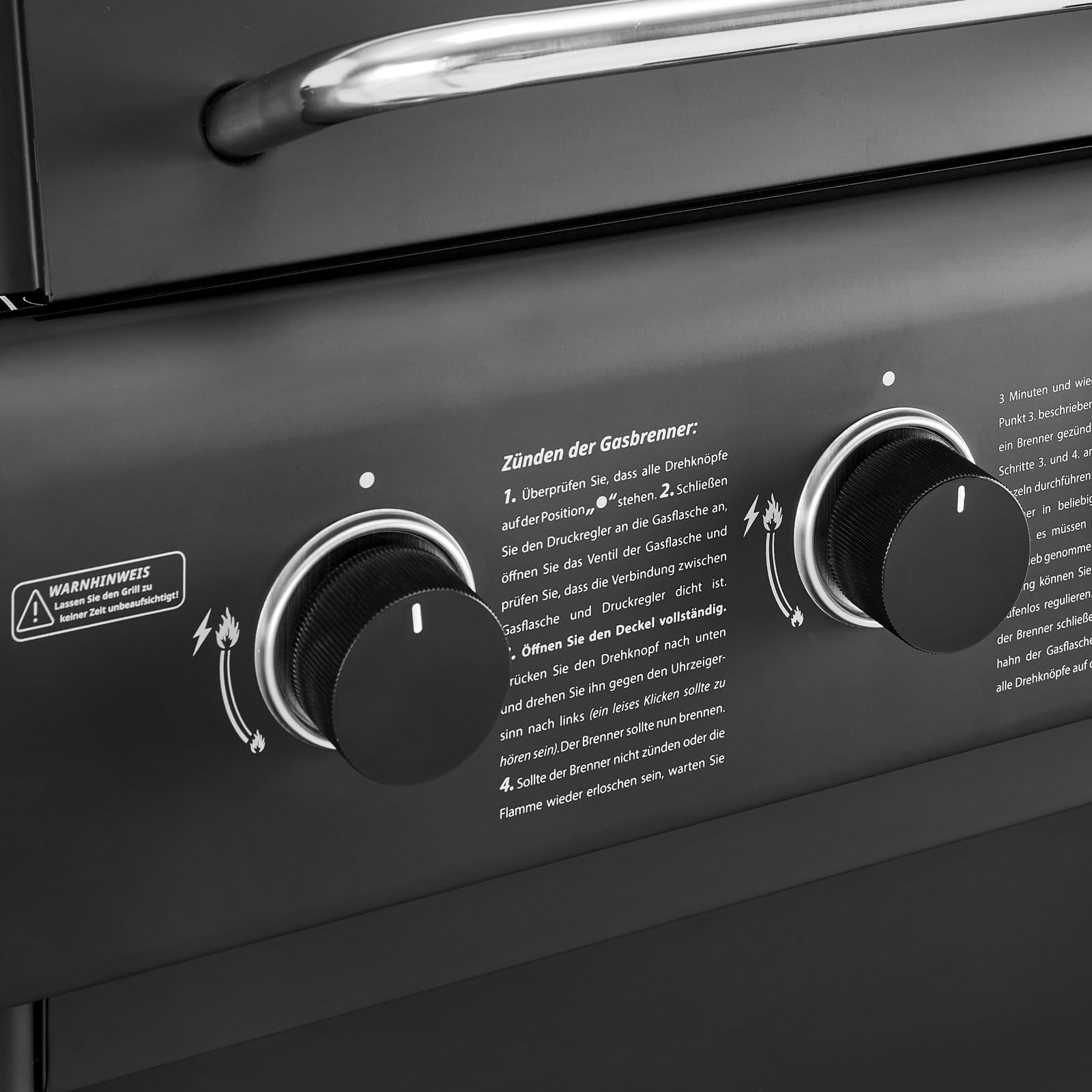 TAINO® Gasgrill BBQ GRILLWAGEN TÜV 4 Edelstahl Brenner Gas Grill Seitenkocher Schwarz