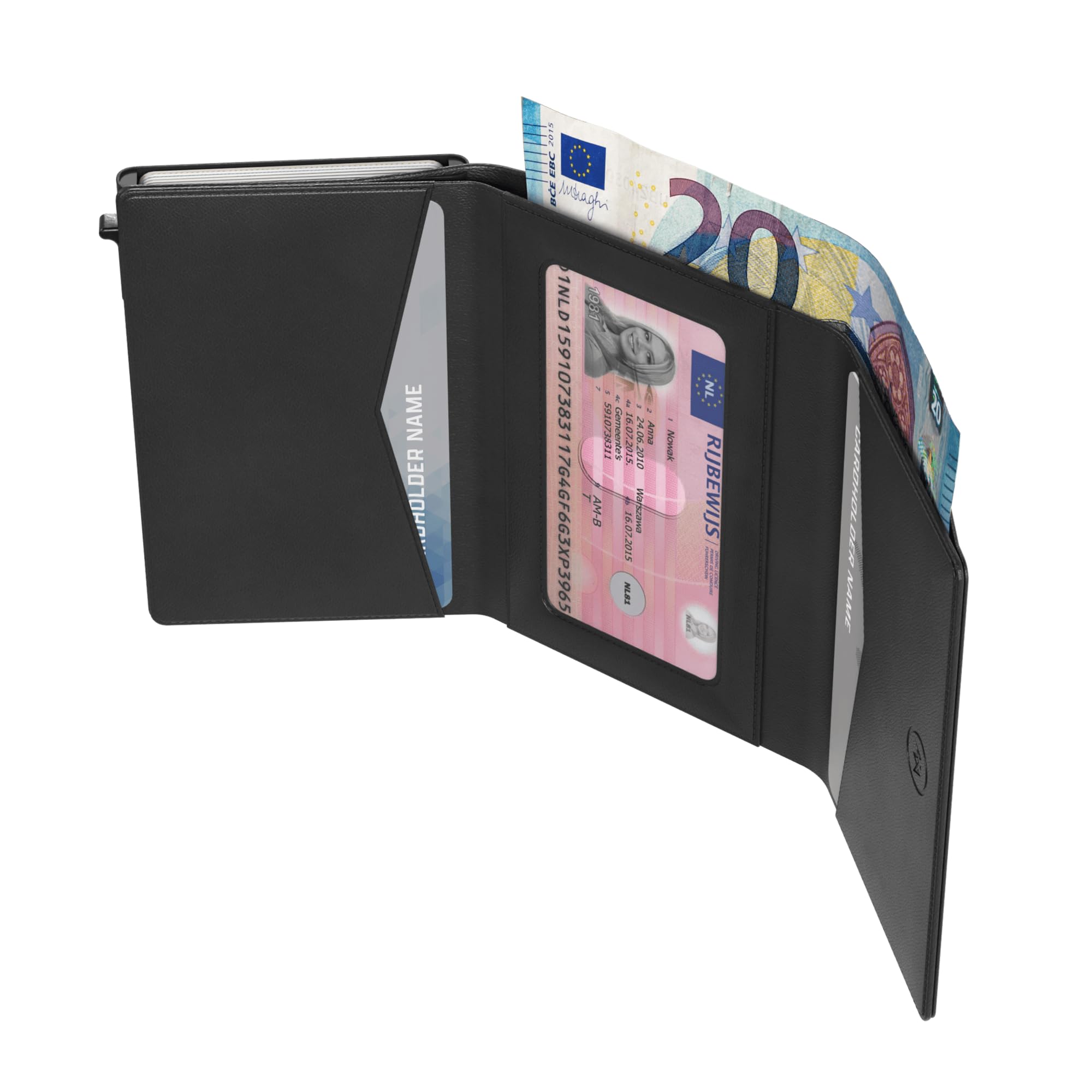 Kartenetui mit Magnetischer Verschluss Classic - Slim Wallet 9 Karten - Münzfach und Scheinfach - RFID Schutz - Portemonnaie - Kreditkartenetui Geldbeutel - Damen Herren - Geldbörse