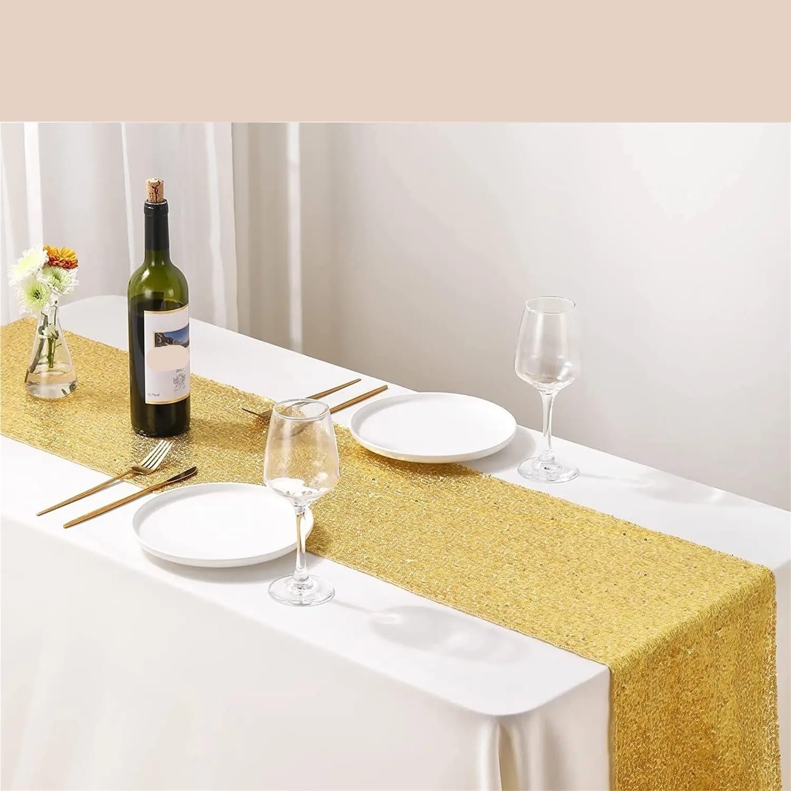 Runner da tavola in garza glitterata, Runner Da Tavola Con Paillettes Garza Glitter Multicolor 30x180-275cm 3 Pz
