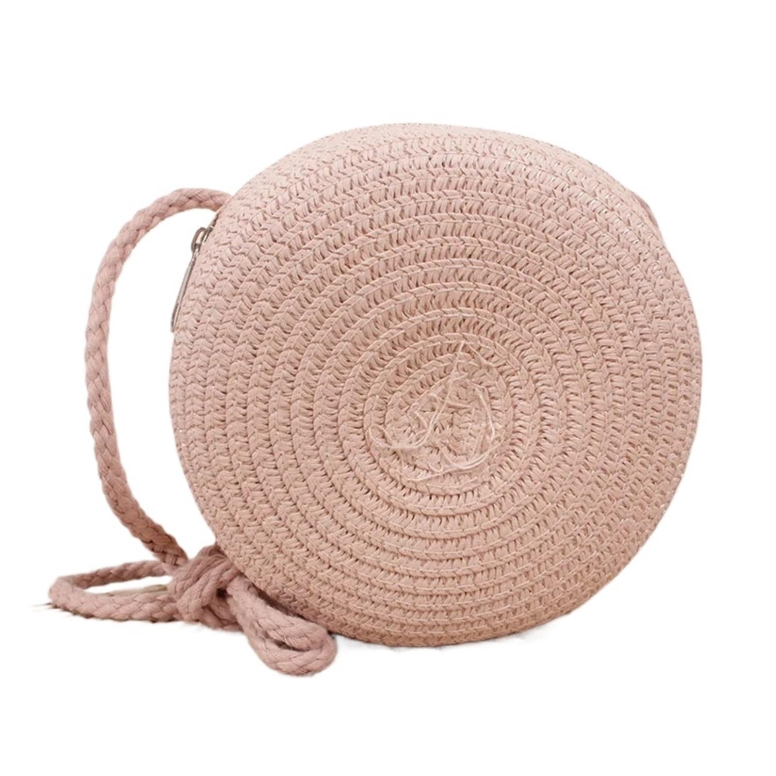 Borsa rotonda intrecciata in paglia Borse a tracolla in paglia intrecciata estiva da donna rotonde