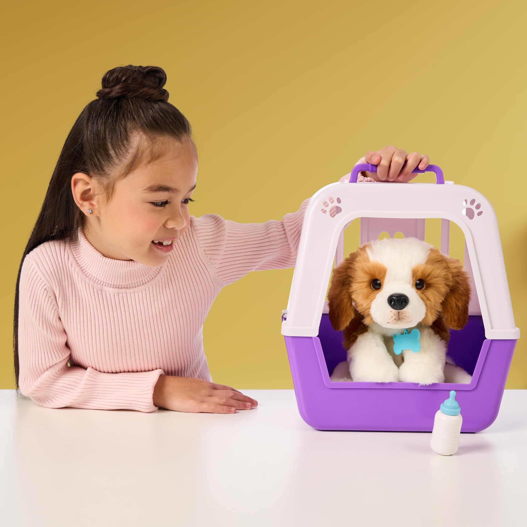 Little Live Pets - My Really Real Puppy, Mascota de Juguete, 50 Sonidos y Reacciones, Cachorro con Pelaje Suave y Ojos Que se Cierran, Transportín y Biberón Incluidos, +4 años, Famosa (LP800000)