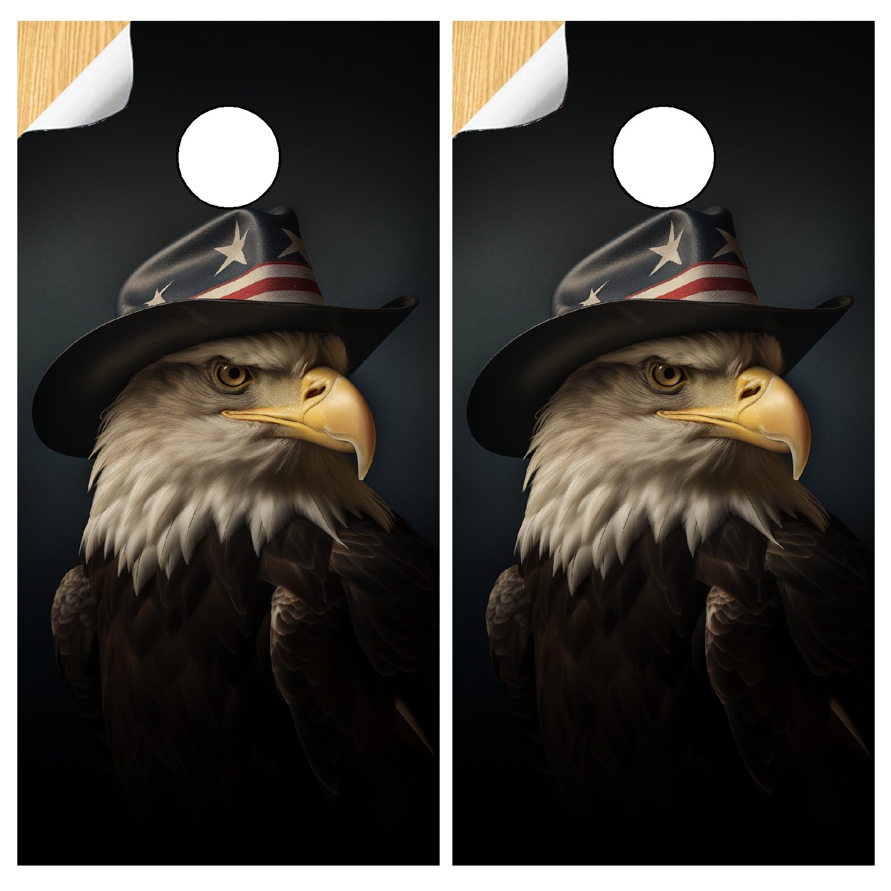 GRAPHIX EXPRESS Cornhole Board Wraps - Cornhole Wraps for Boards - Cornhole Decals for Boards - Cornhole Vinyl Board Wrap - Cornhole Skins for Boards - Cornhole Set - C340 Eagle American Flag Cowboy