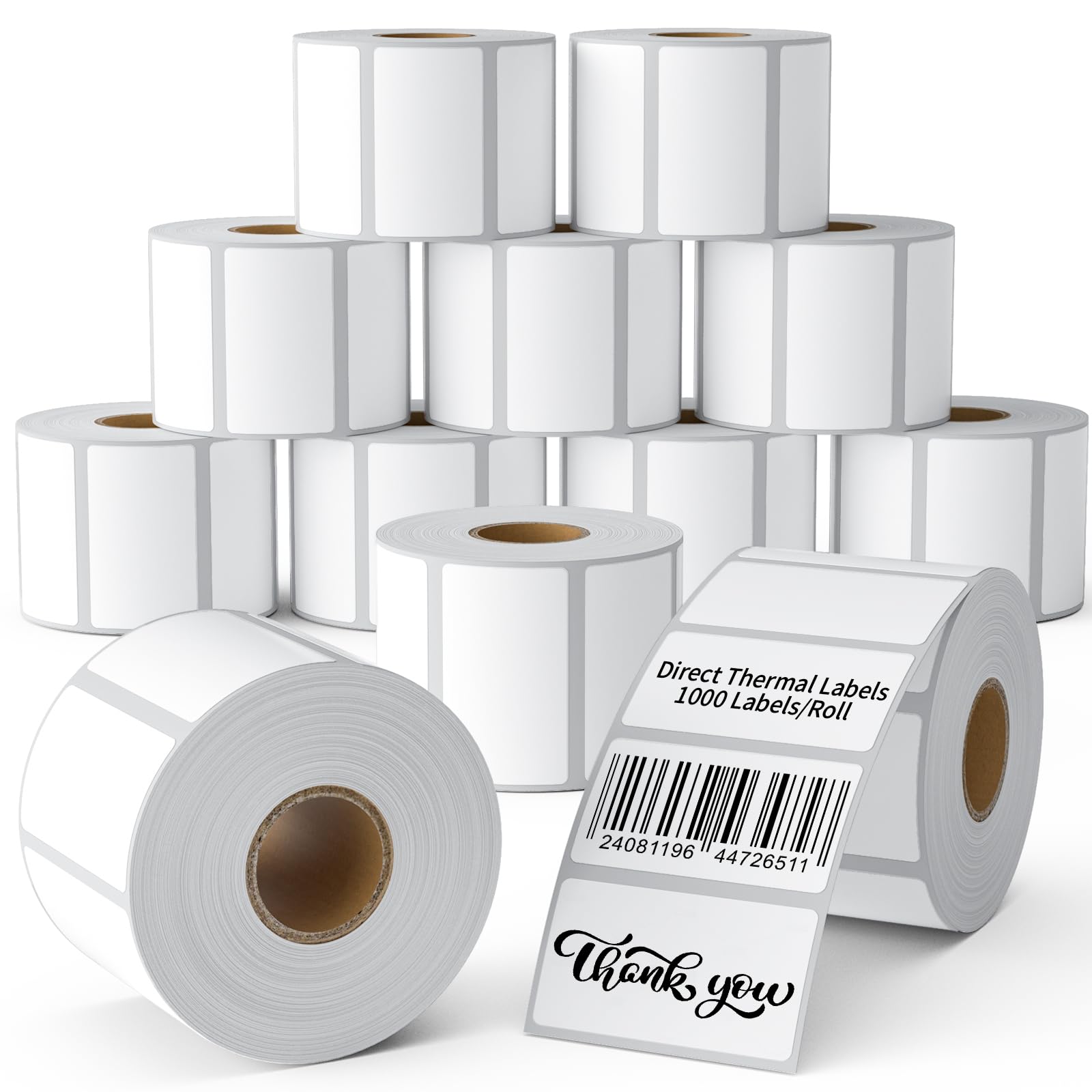 Etiquetas térmicas directas de 2.25 x 1.25 pulgadas, etiquetas autoadhesivas de código de barras y etiquetas multiusos de 2-1/4 x 1-1/4 calcomanías de envío de dirección, 12 rollos, 12000 etiquetas