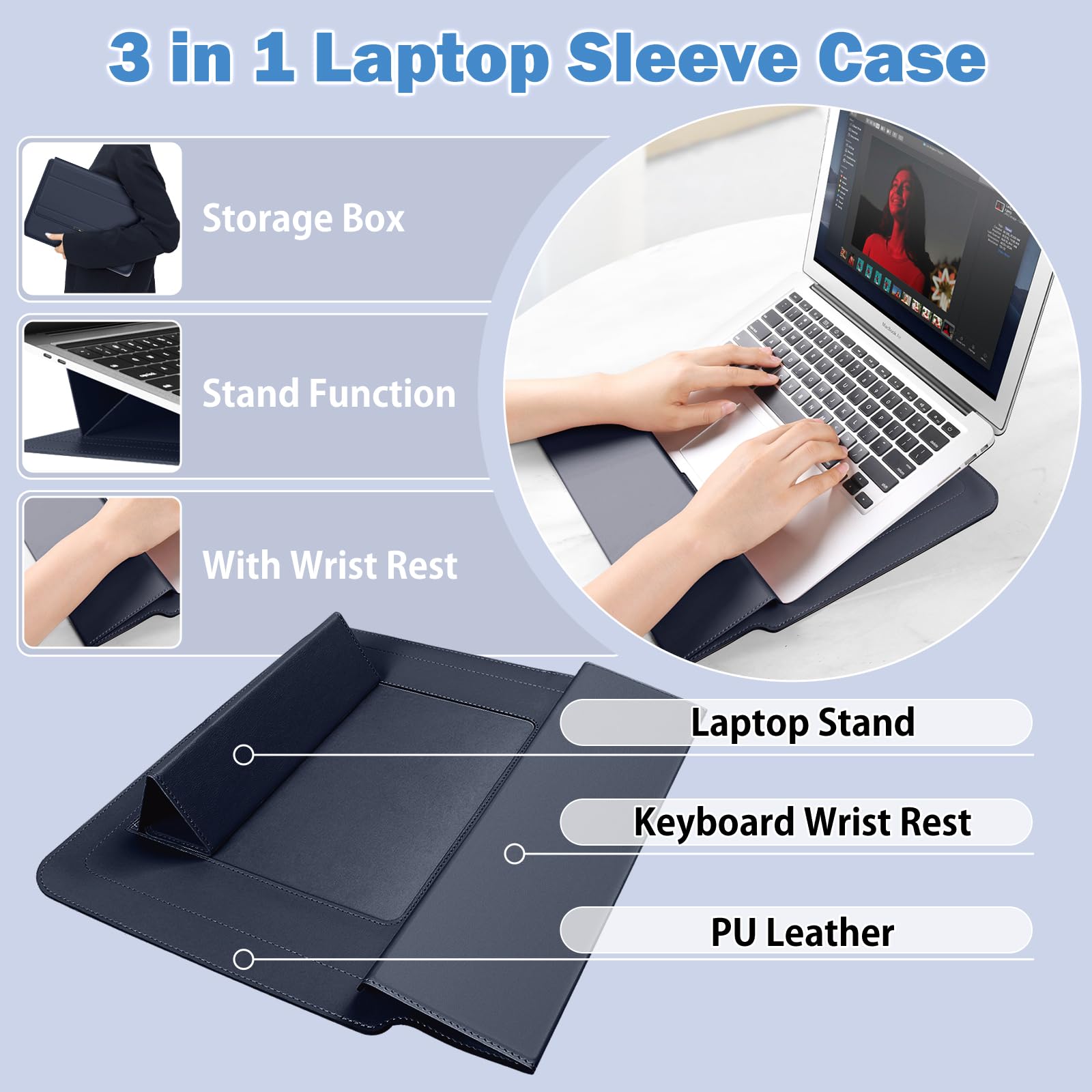 HYZUO 13,3-14 Pollici Custodia Borsa per Laptop con Supporto per MacBook Pro 14 M5/M4/M3/M2/M1 A3426 A3427 2026-2021, MacBook Air/Pro 13,3, 13,8-13,5 Surface Laptop, Envy 13, Grigio spazio(con Trim