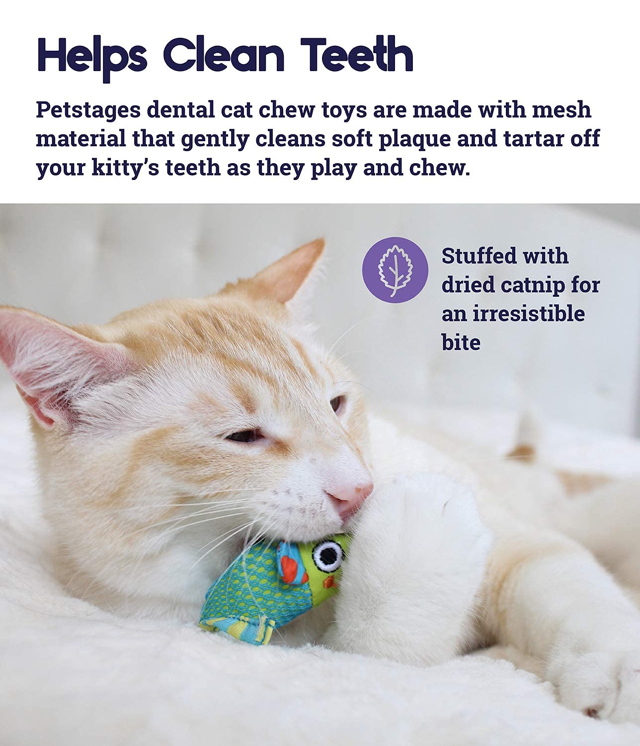 Outward Hound Catnip Chew Mice Dental Health Cat Toy 17 cm | Catnip-Infused Chew Toy for Cats | Soft Fabric Oral Care Toy for Chewing, Play & Positive Behavior 1