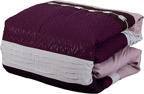 Miniatura 4 de Juego de edredón de lujo de 7 piezas (morado, Queen)
