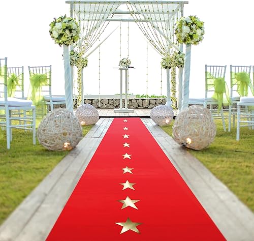 Miniatura 7 de Alfombra roja con cinta de alfombra roja de 30 pies, decoración de fiesta, 20 piezas de estrellas doradas de 10 pulgadas, estrellas de papel para