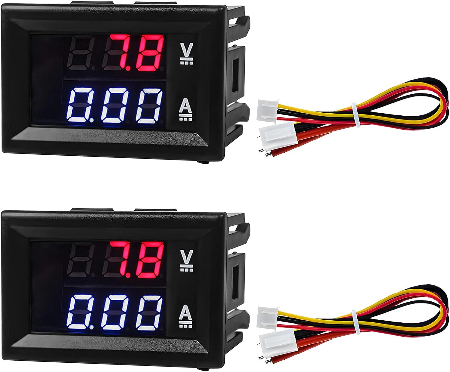 SHMZK 2PCS 0.28" Digital Voltmeter Ammeter DC 0-100V 10A Dual Red Blue LED Display Voltage Current Meter for Car Boat EV