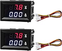 SHMZK 2PCS 0.28" Digital Voltmeter Ammeter DC 0-100V 10A Dual Red Blue LED Display Voltage Current Meter for Car Boat EV
