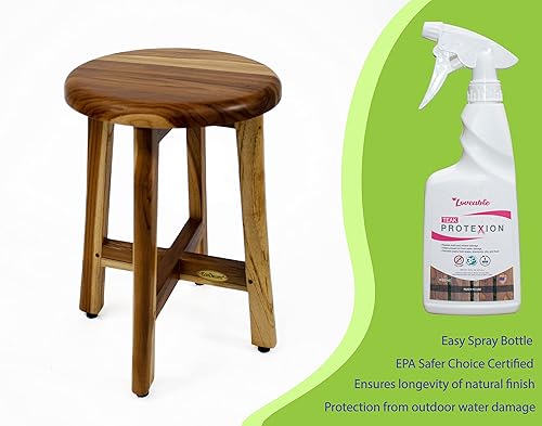 Miniatura 2 de EcoDecors Shoji - Taburete redondo de madera de teca impermeable de 12 pulgadas, asiento para almacenamiento interior de ducha, proporciona