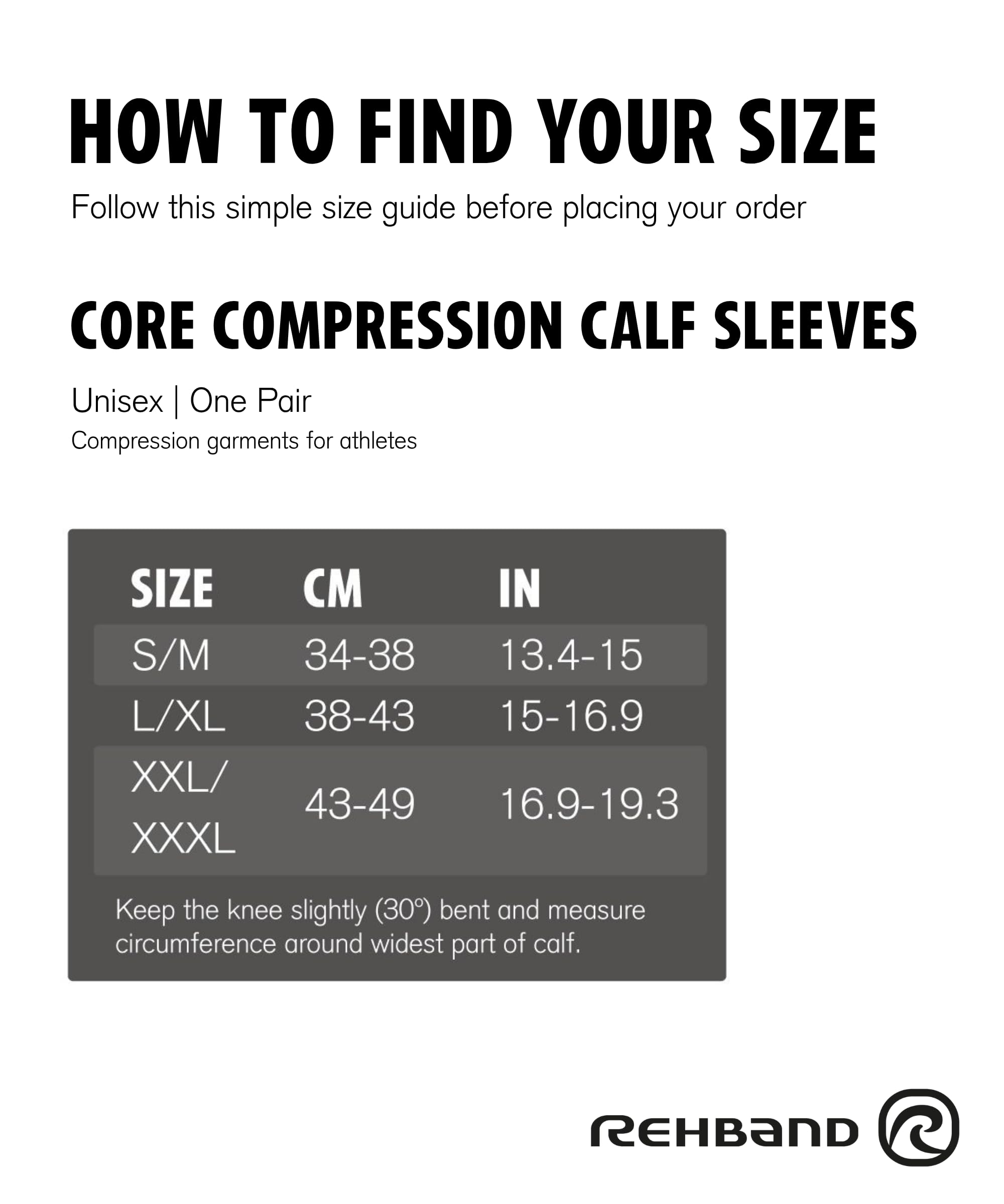 Rehband Compression Calf Sleeves, Waden Kompression Sleeves für Running, Handball & Sport, fördern Durchblutung & Regeneration, Wadenbandage Herren & Damen, 1 Paar