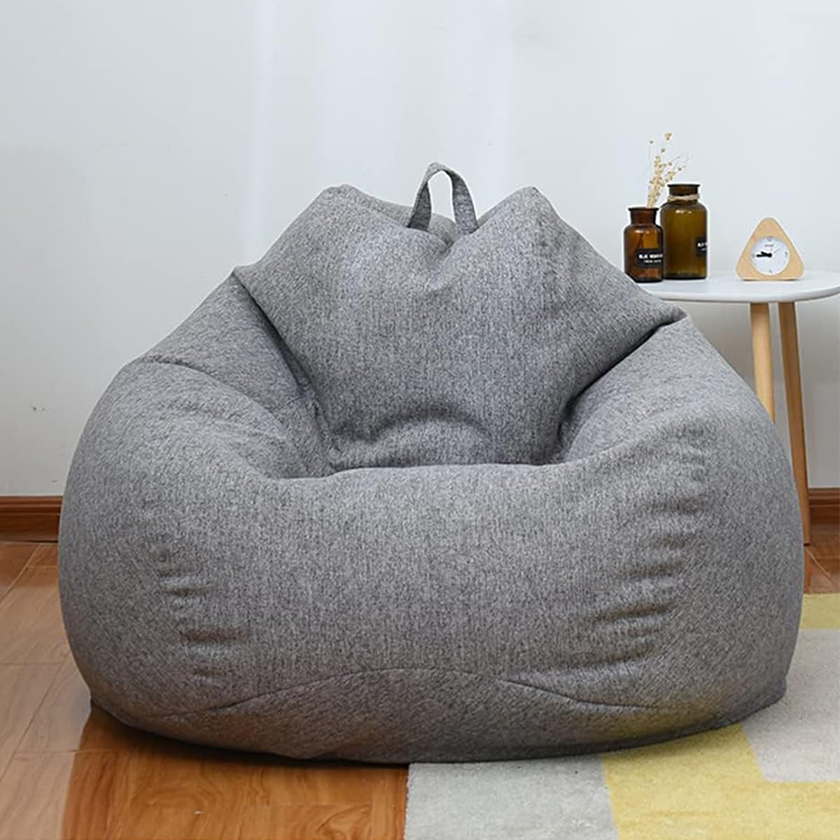 Highdi Fodera per Poltrona a Sacco per Poltrona e Divano,Senza Imbottitura per Adulti e Bambini per Decorazione della Soggiorno Camera Giardino Salotto (90x110cm,Grigio scuro)