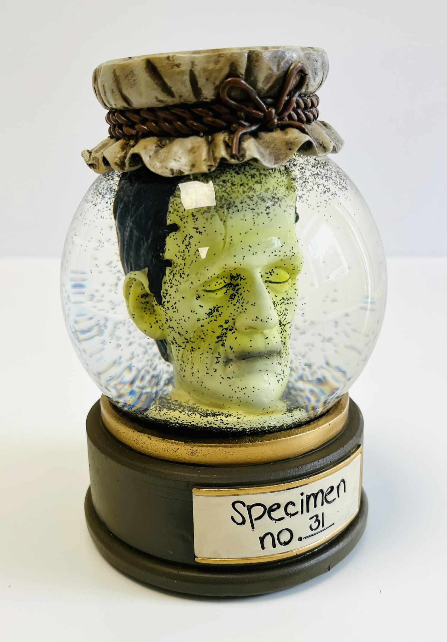 My Square Mile Halloween Specimen Frankenstein Globe Decoration, Black Gitter Glass, Gothic Laboratory Style,