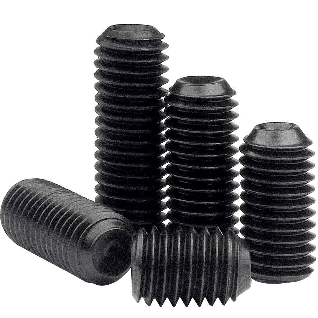 MonsterBolts - M5 x 10mm Cup Point Set Screws, DIN 916, Alloy Steel, Black Oxide, 20 Pack