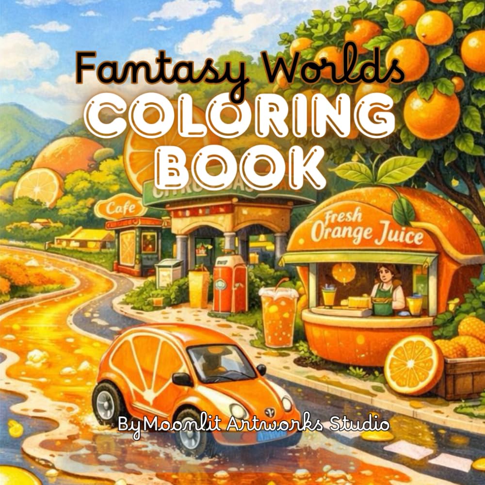 Fantasy Worlds: A Surreal Journey through Whimsical Landscapes, Retro Robots and Intricate Fantasy Scenes for Stress Relief