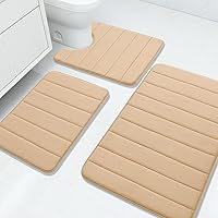 Vista 31 de Buganda - Juego de 3 alfombras de baño con espuma viscoelástica gruesa y suave, absorbentes, antideslizantes, lavables, distintos tamaños