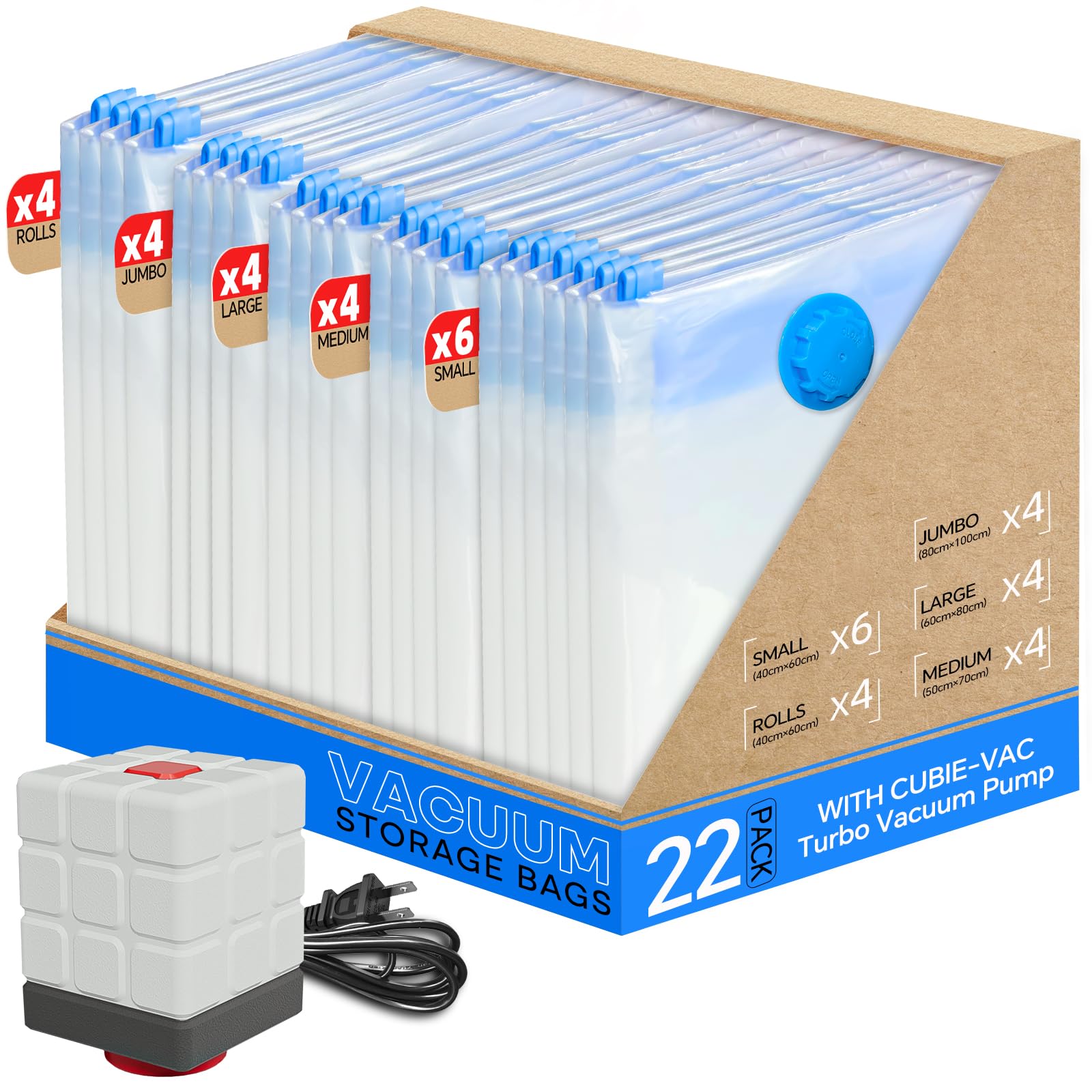 Vacuum Seal Bags for Clothing, 22 Pack