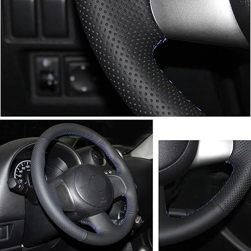 ZIRIA Cubierta de volante de coche de cuero negro cosido a mano, para Nissan marzo 2010-2015 Sunny 2011-2013 Versa 2012-2014