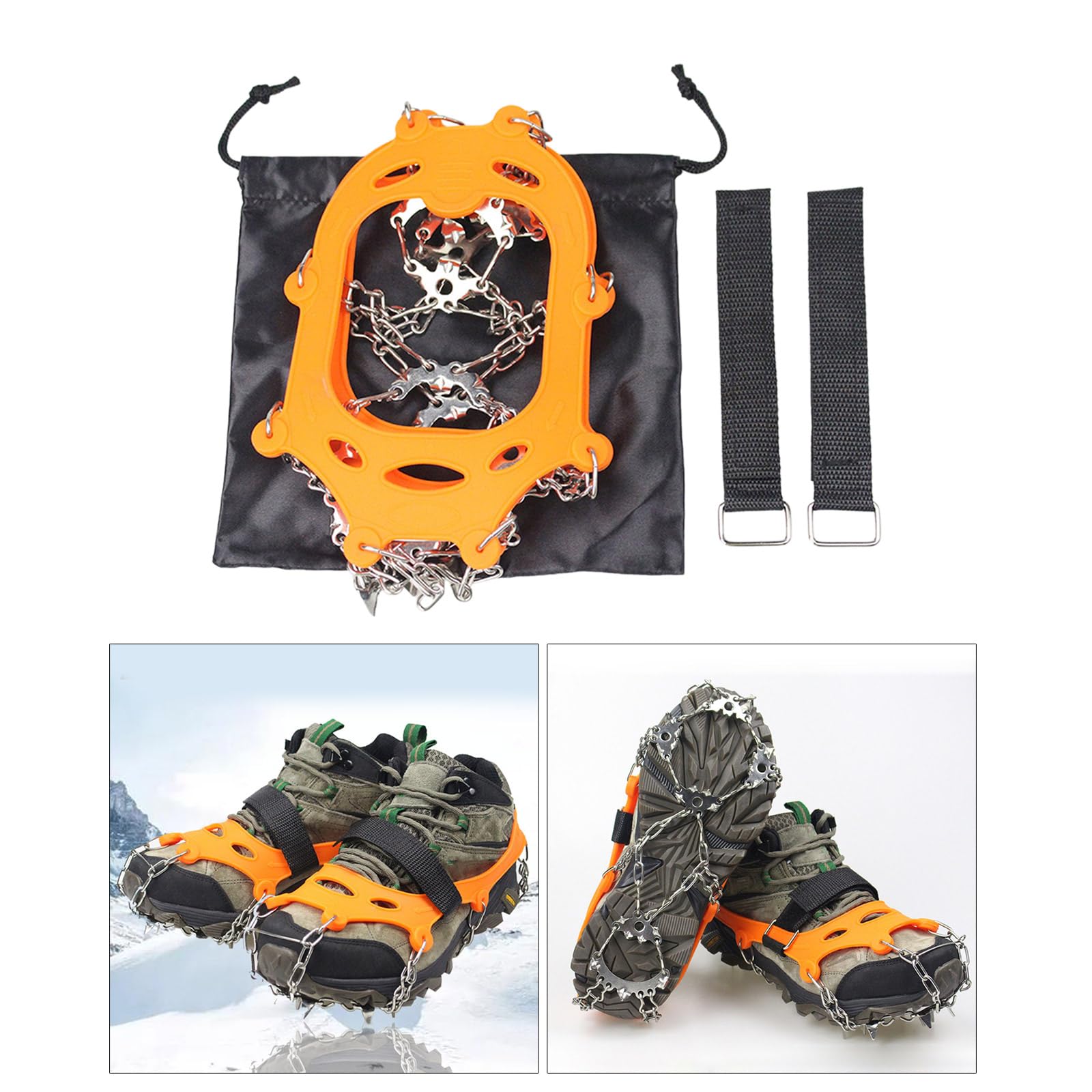 Slip Traction Cleats For Ice & Snow Stainless Steels Ice Spikes Ice Cleats Crampons 23 Spikes Shoe Ice Snow Grips