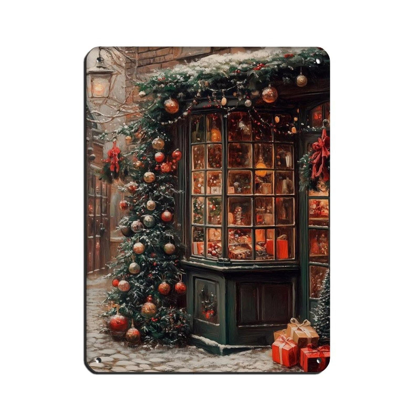 Victorian Christmas Art,Dark Academia Retro Poster Metal Tin Sign Chic Art Retro Iron Painting Bar People Cave Cafe Family Garage Poster Wall Decoration 12x16inch(30x40cm)