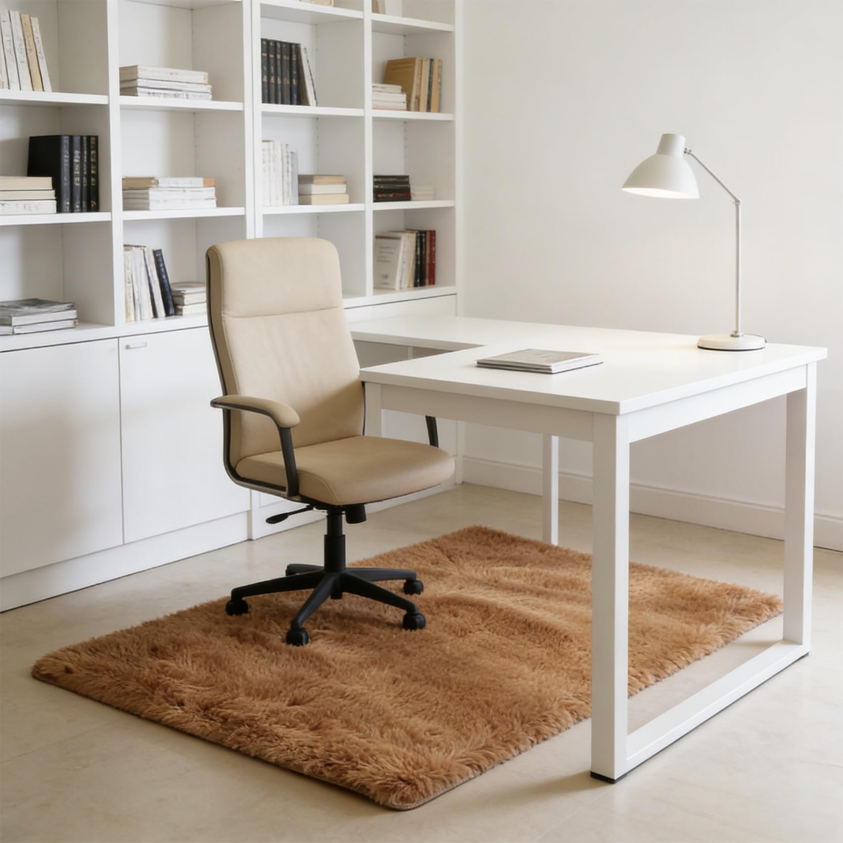 Tapis élégant moelleux marron 285x190 finitions soignées