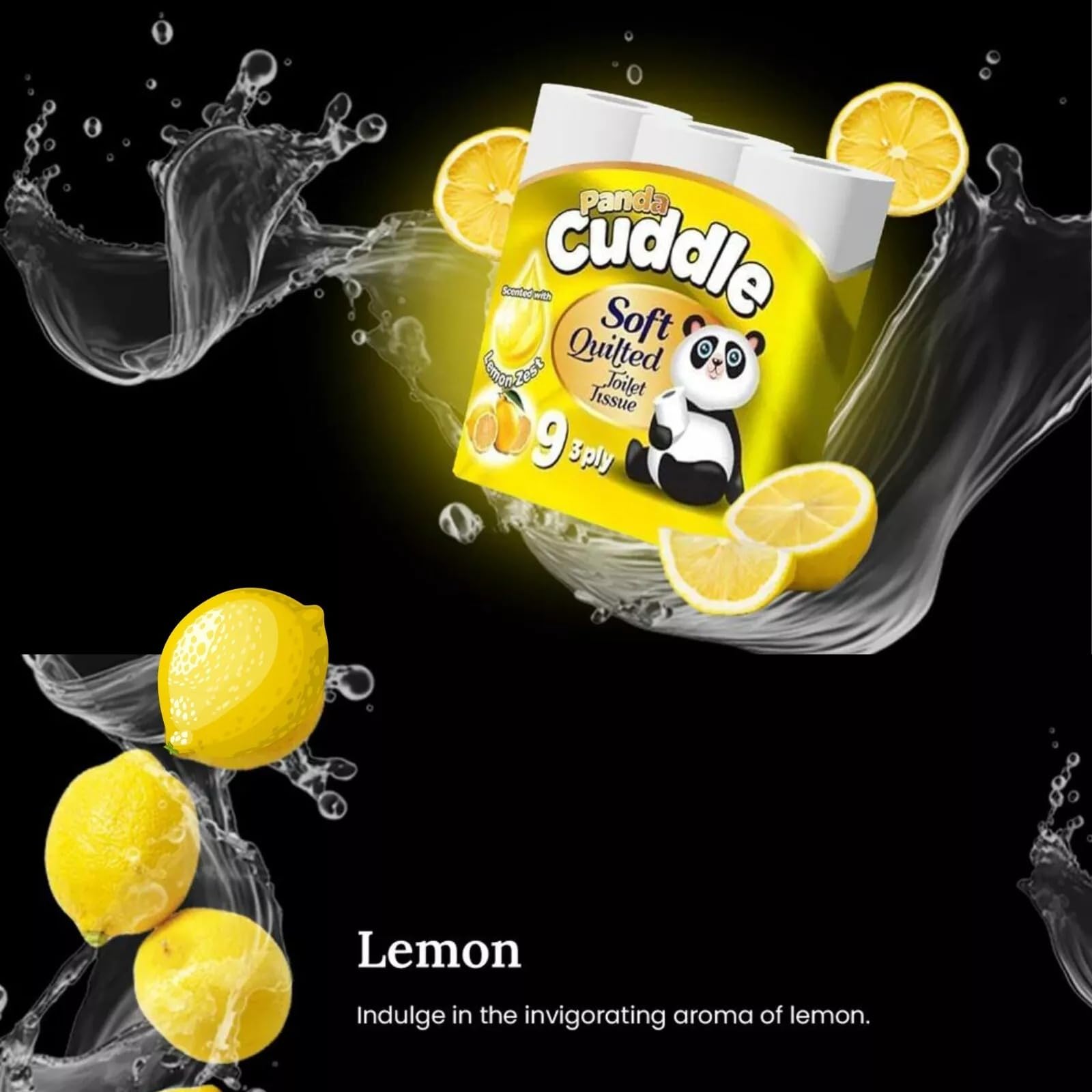 Panda Cuddle 3-warstwowe rolki papieru toaletowego - miękki, pikowany, wytłaczany papier loo z aloesu, o zapachu cytryny i bezzapachowy, luzem, kup chusteczki toaletowe dla higieny i komfortu