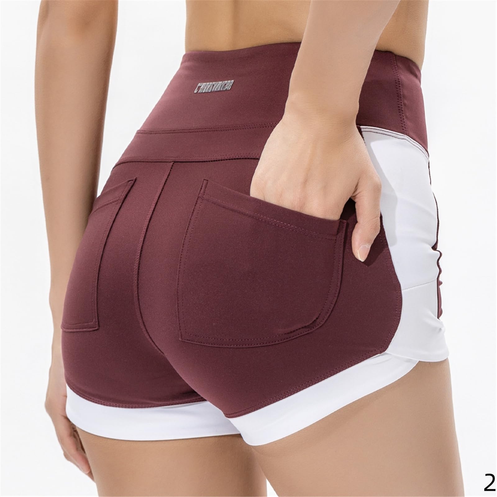 Shorts Donna Pantaloncini di Fitness Sportivi Estivi per Le Donne Ad Alto Numero Anca con Tasche Elastico Asciugatura Rapida Elastica-Blu-m
